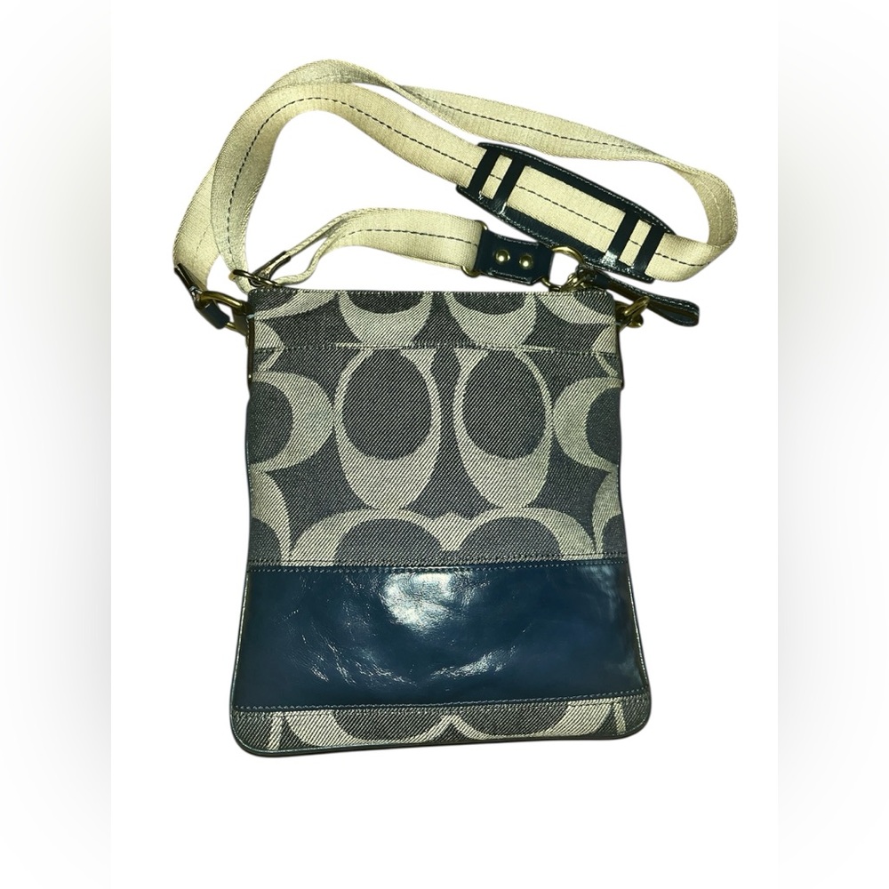 Coach Y2K Vintage Signature Denim Blue and Cream Crossbody Bag
